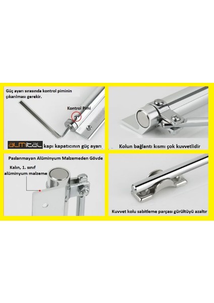 SERVO Krom, otomatik kapı kapatıcı (kapı itme yayı, bahçe kapısı, oda kapısı, daire kapısı kapatıcı) indirimleri