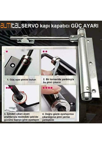 SERVO Krom, otomatik kapı kapatıcı (kapı itme yayı, bahçe kapısı, oda kapısı, daire kapısı kapatıcı) modelleri