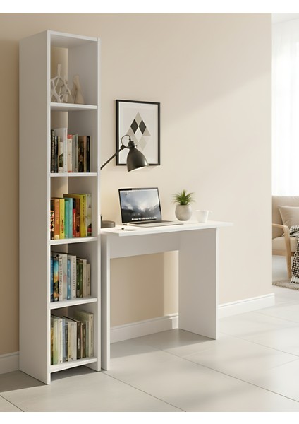 Premium Mdf Ürün Çalışma Masası Seti 5 Farklı Kombinasyon Raflı Ofis Genç Odası Ders Çalışma Ünitesi