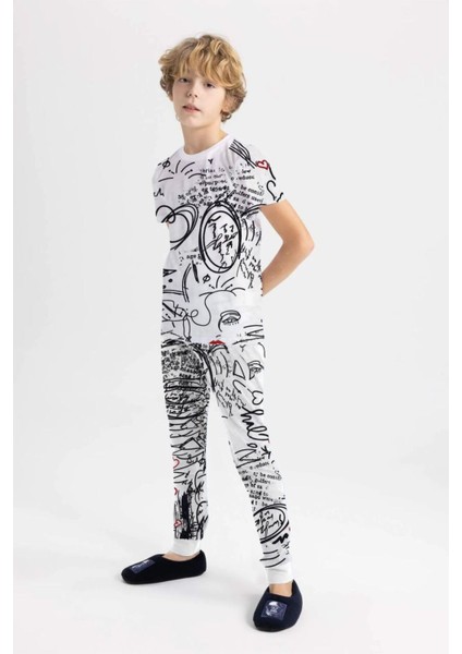 Erkek Çocuk Baskılı %100 Pamuk Suprem Alt Üst Pijama Takımı