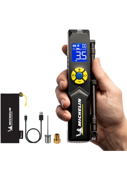 MC33382 Şarjlı Li-Ion 150PSI Taşınabilir Dijital Basınç Göstergeli LED Aydınlatmalı Lastik Şişirme Pompası