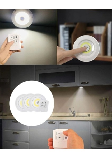 Çok Amaçlı Kullanım Için Kablosuz Yapışkanlı 3 Lü Uzaktan Kumandalı LED Spot Lamba fiyatları
