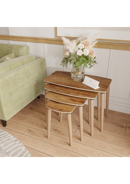 Arvia Amalfi Ceviz Modern 4'lü Zigon Sehpa Takımı modelleri