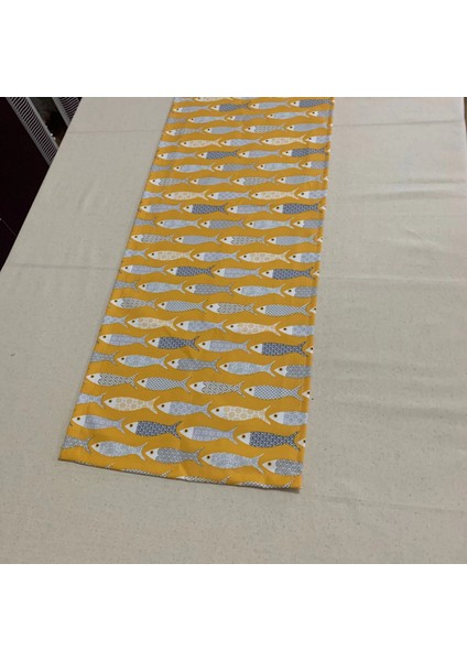 Alaçatı Balık Desenli Runner, Duck Kumaş Runner, Su ve Leke Itici | Dayanıklı, Modern Tasarım 40X110 cm modelleri