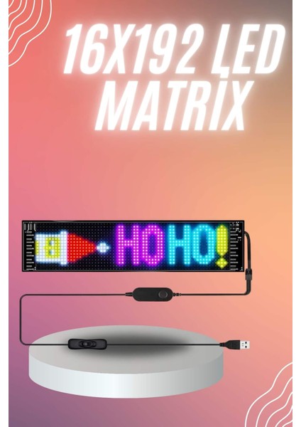 Matrix LED 16X192 Cama Yapışan Telefon Kontrollü Panel Dijital Ekran Kumandalı