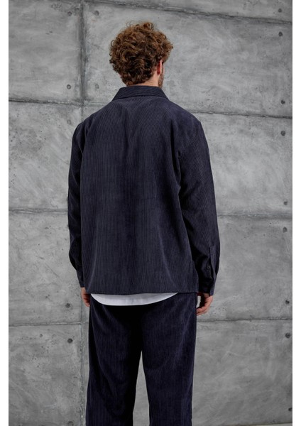 Lacivert 251 Kadife Oversize Gömlek ve Pantalon Takım fırsatları