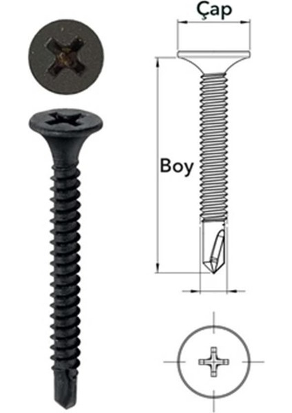 Akdeniz 3,5X25 Matkap Uçlu Alçıpan Vidası 1000 Adet