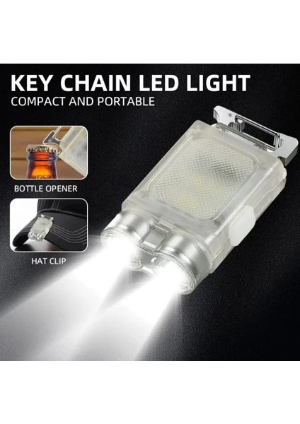 V15 Edc El Feneri 1200LM Anahtarlık Işık Tip-C Şarj Edilebilir Taşınabilir Mini Torch Mıknatıs Klips ile Kamp Cep Fener