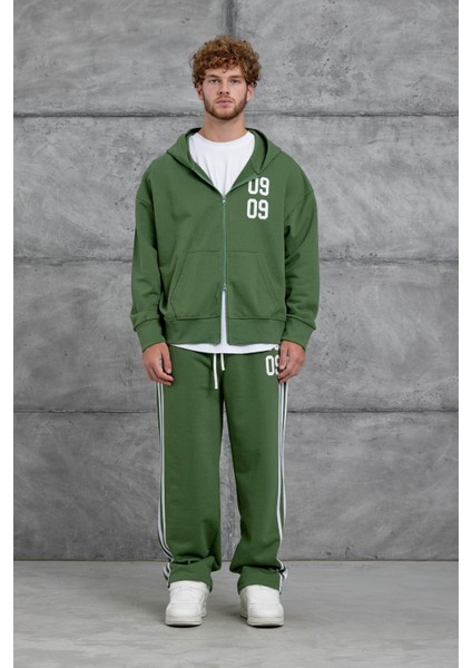 Yeşil 0909 Baskılı Oversize Eşofman Takımı