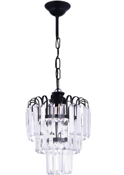 Kristin Tekli Siyah Avize – Kristal Taşlı, Modern ve Şık Tasarım