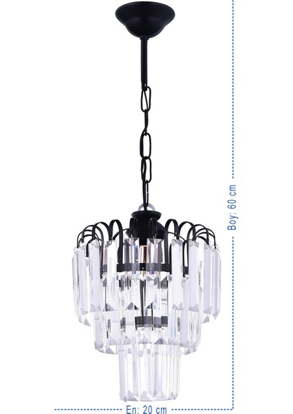 Kristin Tekli Siyah Avize – Kristal Taşlı, Modern ve Şık Tasarım fiyatları