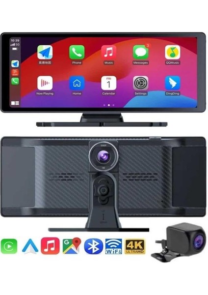 4K Ultra Araç Içi Ön ve Arka Kameralı Ekran Hd 2 Kameralı Torpido Üstü Araç Multimedya