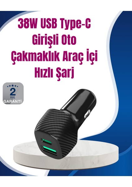 Power Delivery Destekli 38W Araç Tipi Hızlı Şarj Cihazı