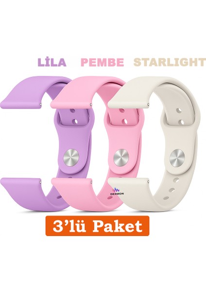 Redmi Watch 5 Active / Redmi Watch 5 Lite Uyumlu 22MM 3'lü Paket Silikon Kordon Seti