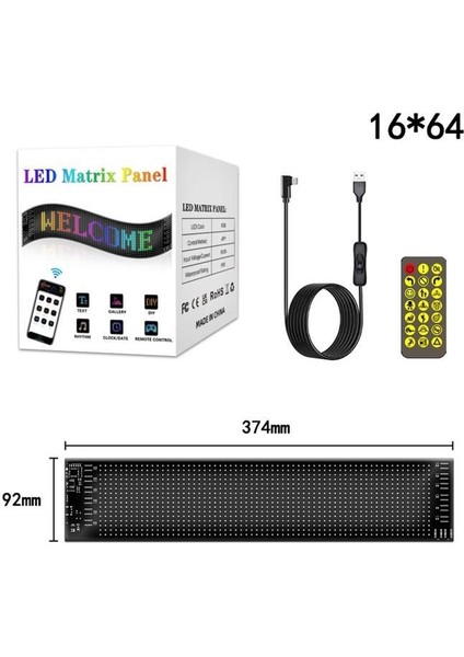 RP937 LED Matrix Panel 16X64CM Telefon Kontrollü Kayar LED Animasyon Aydınlatma fiyatları