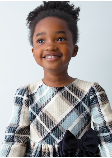 4-10 Yaş Arası Ekose Elbise - Mavi modelleri