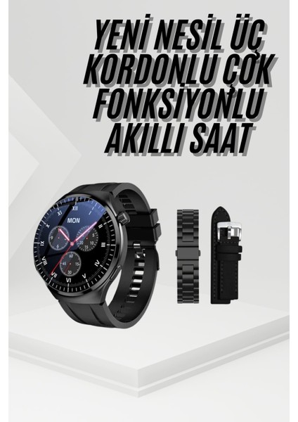 Amoled Ekran Metal Deri Silikon Kordonlu Uyku ve Sağlık Takibi