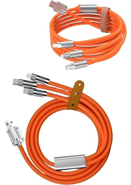120W 3 In 1 Uyumlu Silikon Şarj Kablosu Hızlı Şarj Kablosu fırsatları