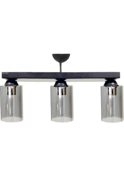 Füme Camlı 3’lü Sıralı Japon Modern Sarkıt Salon Avizesi – Siyah Metal Gövdeli fiyatları