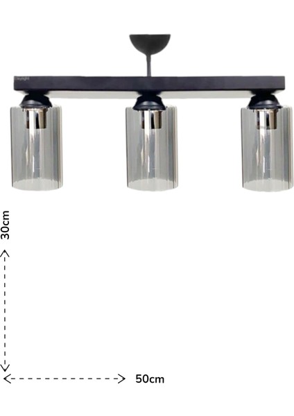 Füme Camlı 3’lü Sıralı Japon Modern Sarkıt Salon Avizesi – Siyah Metal Gövdeli modelleri