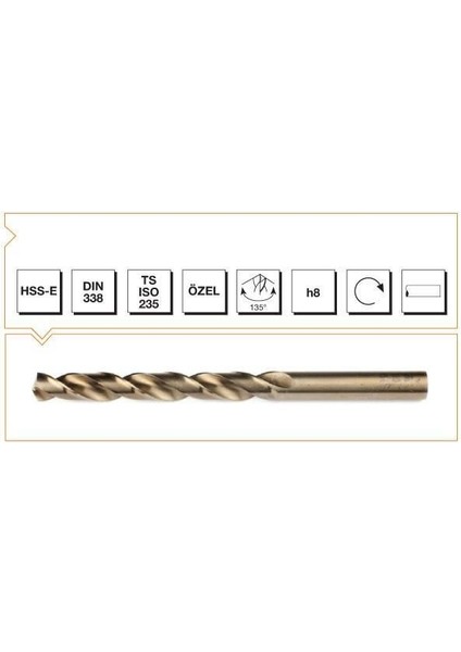 Makina Takım Hss-E Altın Seri Inox Delme Matkap Ucu 7 mm