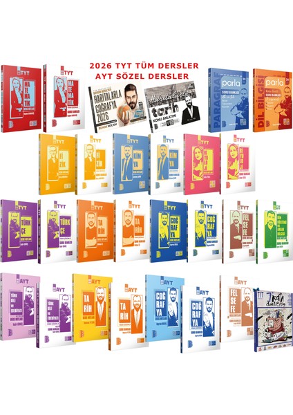 2026 Tyt Tüm Dersler(Paragraf-Dil Bilgisi-Haritalarla Tarih ve COĞRAFYA)-2026 Ayt Sözel Dersler Seti