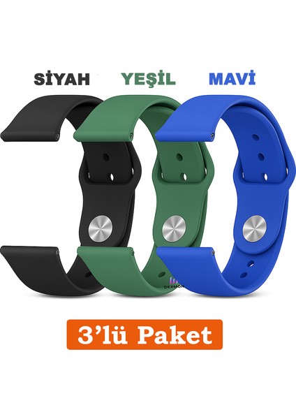 Redmi Watch 5 Active / Redmi Watch 5 Lite Uyumlu 22MM 3'lü Paket Silikon Kordon Seti