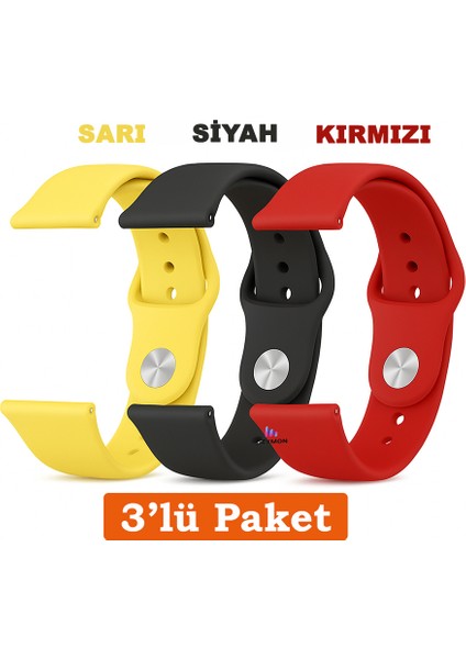 Redmi Watch 5 Active / Redmi Watch 5 Lite Uyumlu 22MM 3'lü Paket Silikon Kordon Seti