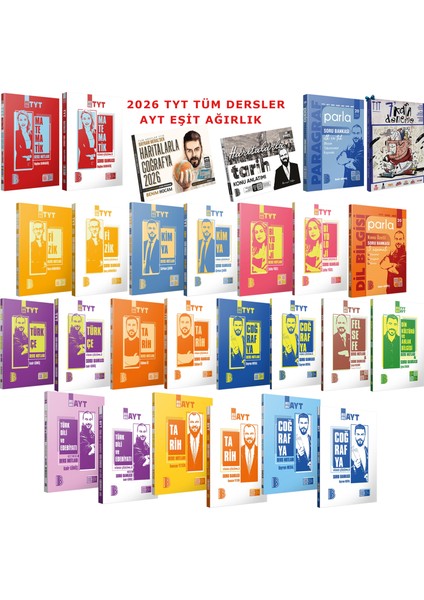2026 Tyt Tüm Dersler(Paragraf-Dil Bilgisi-Haritalarla Tarih ve Coğrafya)Ayt Sözel Dersler-7 Deneme