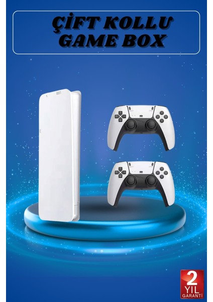 3D Çift Oyun Kollu 4K Hd Ekran Nostaljik 20.000 Oyunlu Beyaz Game Box