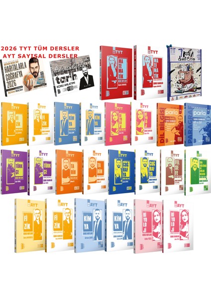 2026 Tyt Tüm Dersler(Paragraf-Dil Bilgisi-Haritalarla Tarih ve Coğrafya)Ayt Sayısal Bölüm Dersleri