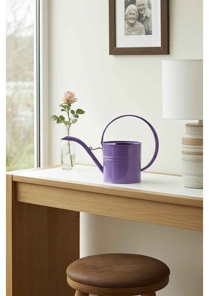 Ella 1 Litre Metal Çiçek Saksı Sulama Kabı Mor - Modern Dekoratif Çok Amaçlı Sulak fırsatları