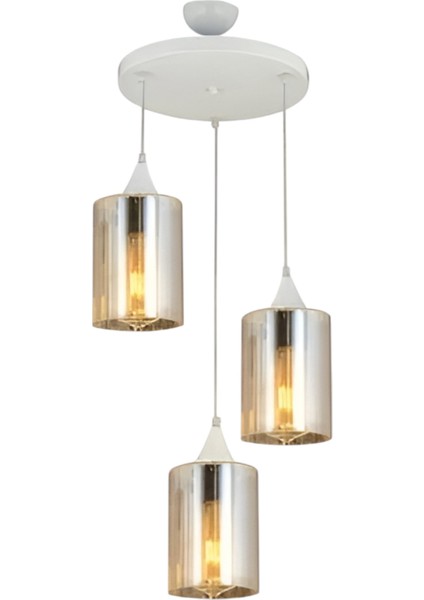 Sarmal 3’lü Modern Sarkıt – Beyaz Camlı Salon & Mutfak Avizesi, E27 Uyumlu, Şık ve Dayanıklı Tasarım