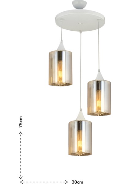 Sarmal 3’lü Modern Sarkıt – Beyaz Camlı Salon & Mutfak Avizesi, E27 Uyumlu, Şık ve Dayanıklı Tasarım fiyatları