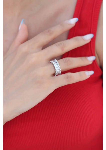 Bfs Zirkon Taşlı Gümüş Renk Baget Kadın Yüzük fiyatları