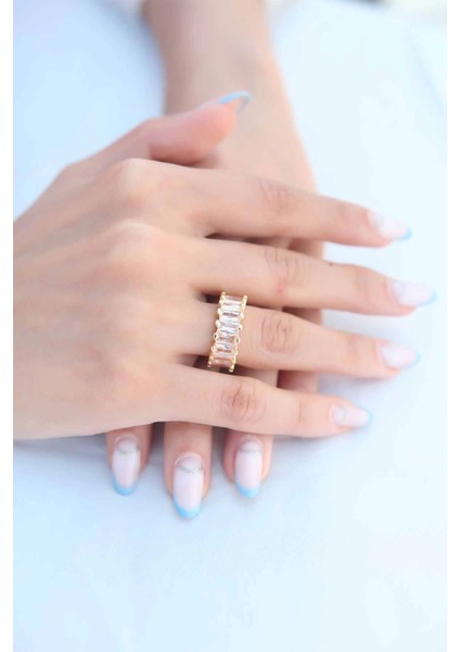 Bfs Zirkon Taşlı Baget Gold Renk Kadın Yüzük