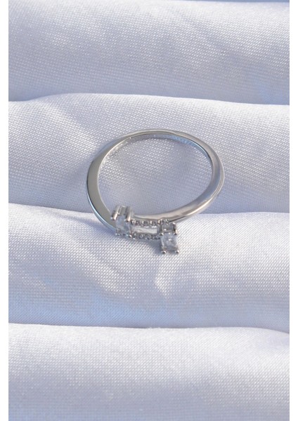 Bfs Pirinç Gümüş Renk Zirkon Taşlı Geometrik Ayarlanabilir Yüzük fiyatları