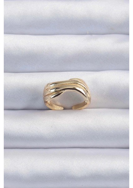 Bfs Pirinç Altın Renk Kıvrımlı Ayarlanabilir Yüzük