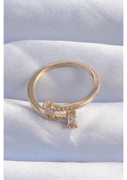 Bfs Pirinç Gold Renk Zirkon Taşlı Geometrik Ayarlanabilir Yüzük fiyatları