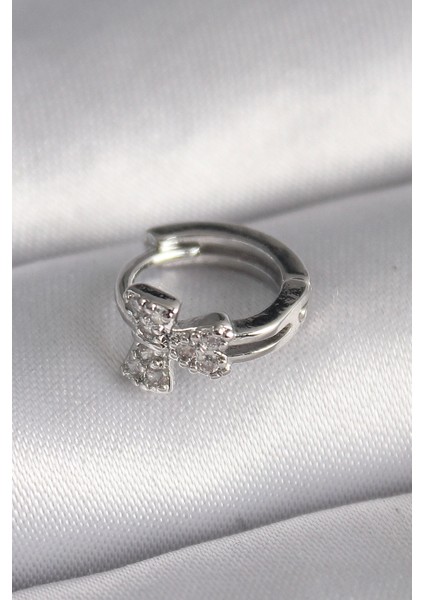 Bfs 316L Çelik Gümüş Renk Zirkon Taşlı Kurdele Model Tragus Piercing