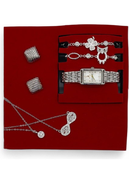S Polo Kadın Saat Bileklik Kolye ve Küpe Hediyeli Kombin Set Kutu Gümüş Renk fiyatları