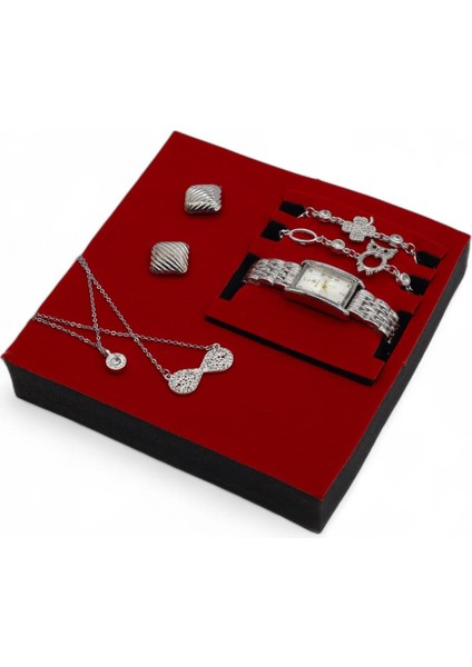 S Polo Kadın Saat Bileklik Kolye ve Küpe Hediyeli Kombin Set Kutu Gümüş Renk modelleri