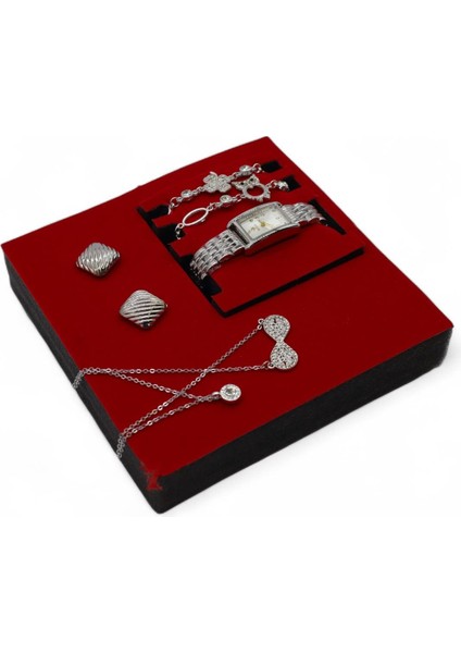 S Polo Kadın Saat Bileklik Kolye ve Küpe Hediyeli Kombin Set Kutu Gümüş Renk fırsatları