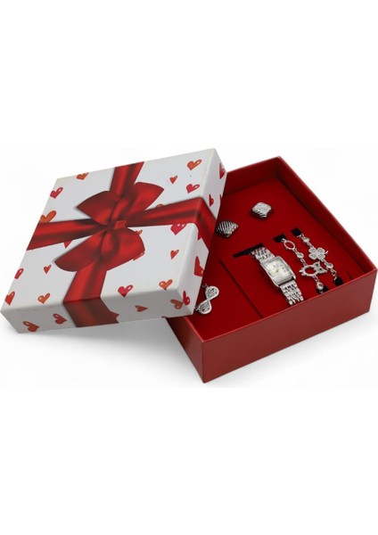 S Polo Kadın Saat Bileklik Kolye ve Küpe Hediyeli Kombin Set Kutu Gümüş Renk indirimleri