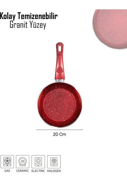 Granit Tava - 20 cm Kırmızı