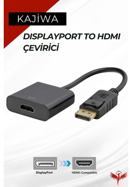 Displayport To HDMI Çevirici (Dp To Hdmı) Monitör-Pc Görüntü Kablosu Premium
