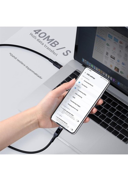 CB-MCC102-BK 100W Naylon Örgülü 5A 480MBPS Type-C Type-C LCD Ekranlı Kablo 1.8mt fiyatları