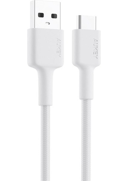 CB-CD30-WH Naylon Örgülü Usb-A Type-C Şarj Kablosu 0.9mt
