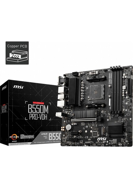 Msı B550M Pro-Vdh Ddr4 4400MHZ 1xvga 1xhdmı 1xdp 2xm.2 USB 3.2 Matx Am4 (Amd 5000 ve 3000 Serisi Işlemci Uyumlu)
