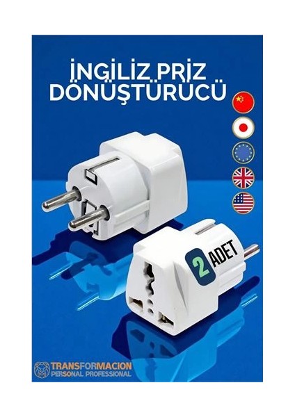 Bfs Ingiliz ve Amerikan Fişi Dönüştürücü - Priz Dönüştürücü 2 Adet